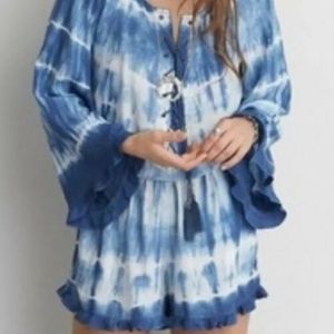 American Eagle Blue Tie Dye Romper